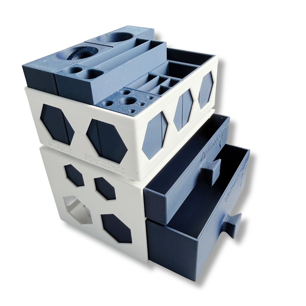 SlipFit™ Dual Compact Drawer Storage shown with Compact Resin Workstation on top, sold separately.
